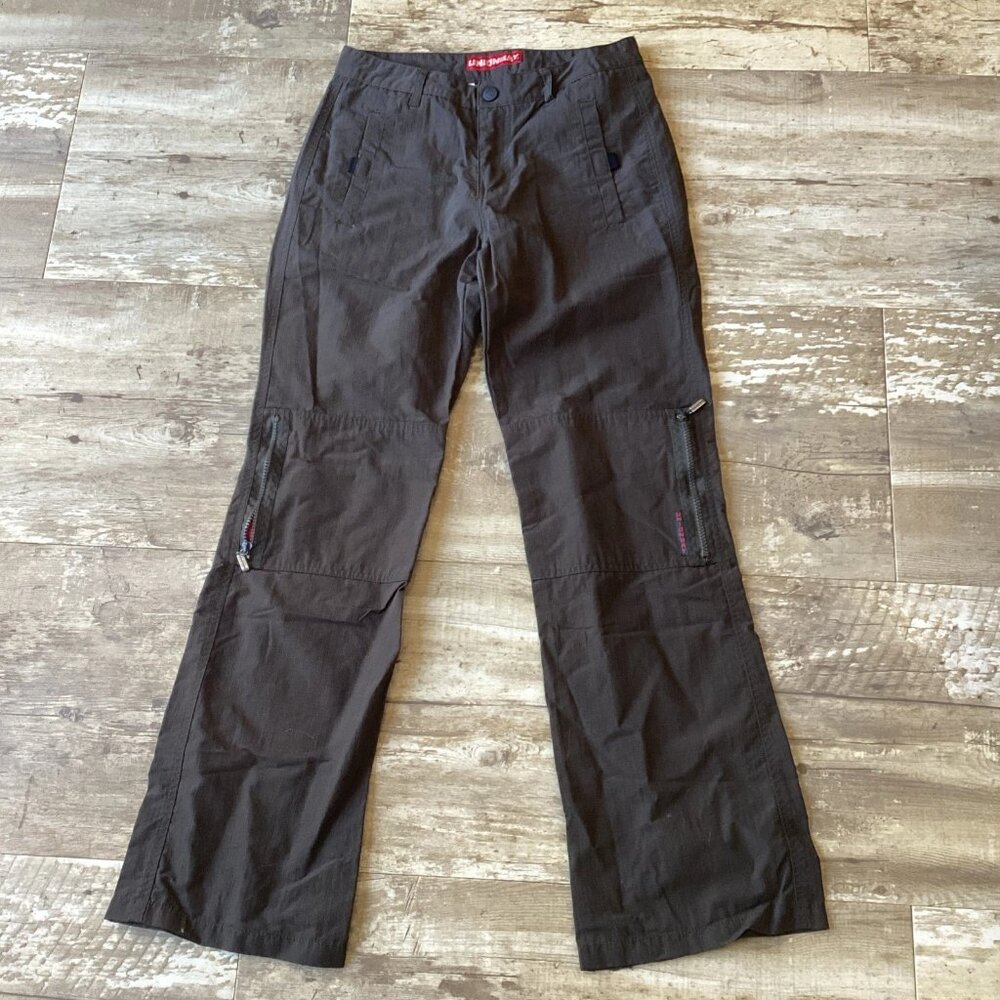 VTG UNIONBAY Y2K Nylon Cargo Pants Moss Brown Women’s Juniors 3